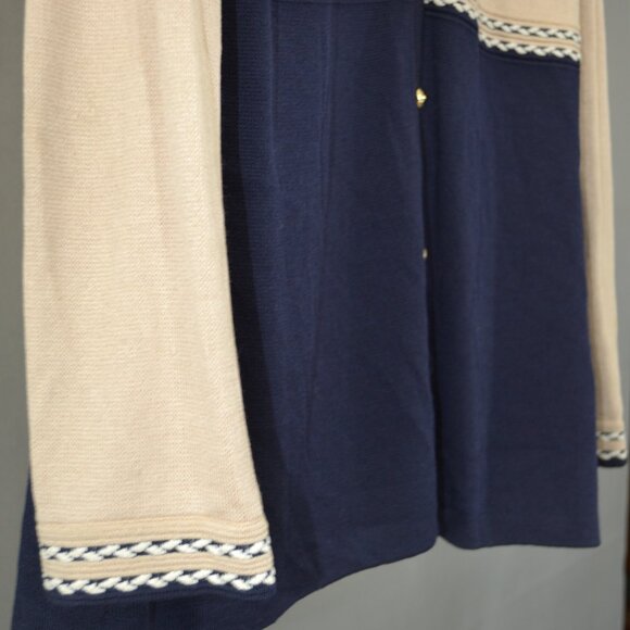 ST John Collection By Marie Gray Navy Blue and Tan Sweater size 16 - Picture 4 of 9